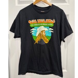 Chris Stapleton All American Road Show 2022 Tour T-Shirt Large Black Cotton